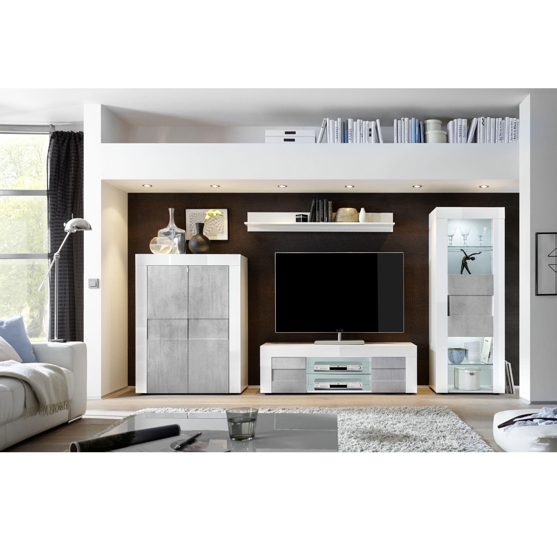 Mueble TV BASIC 181 cm blanco de alto brillo