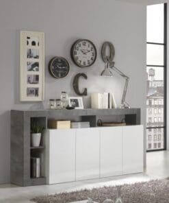 Hamburgo Aparador 4P Blanco Brillo/Oxido 184cm.