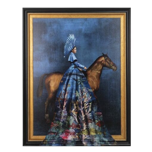 CUADRO MUJER A CABALLO VESTIDO RELIEVE 110x3x140CM