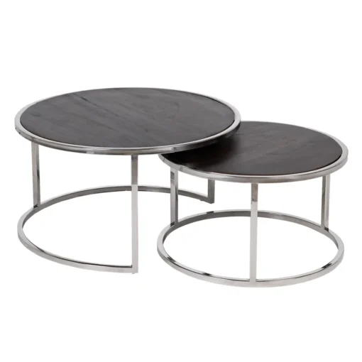 S/2 BROWN-SILVER COFFEE TABLE 75 X 75 X 41 CM. - Image 2