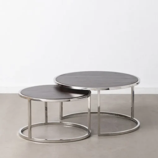 S/2 BROWN-SILVER COFFEE TABLE 75 X 75 X 41 CM. - Image 5