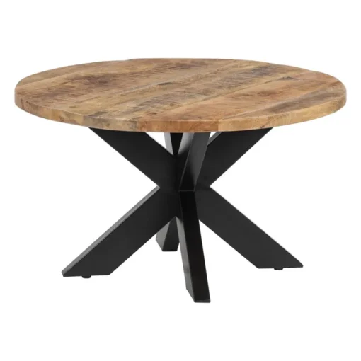 NATURAL-BLACK WOOD-IRON COFFEE TABLE 80 X 80 X 45 CM. - Image 2