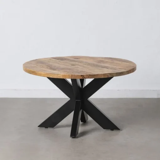 NATURAL-BLACK WOOD-IRON COFFEE TABLE 80 X 80 X 45 CM. - Image 3