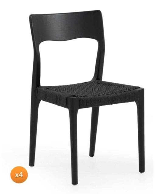 SILLA NEGRA MADERA FRESNO ASIENTO TRENZADO