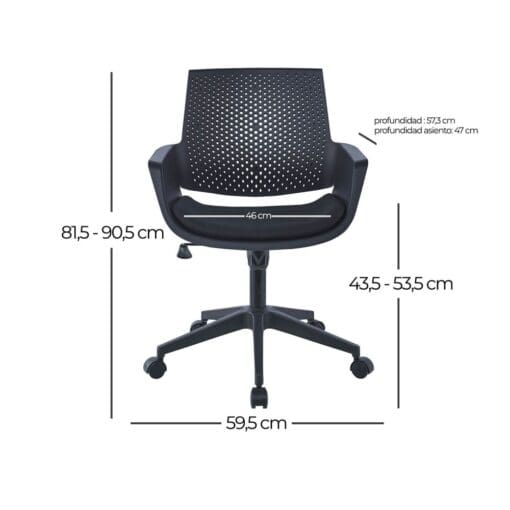 BLACK CIRCLE OFFICE CHAIR. - Image 2