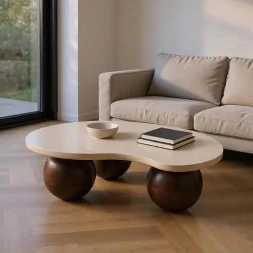 MESA CENTRO MARMOL-MADERA 107CM