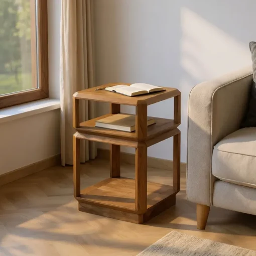 MESA AUXILIAR MARRÓN MADERA DE MANGO 40 X 40 X 60 CM