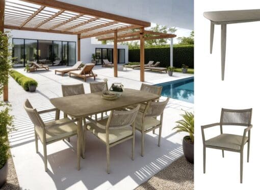 SET TERRAZA MACARELLA MESA180X90+ 6SILLAS ALUMINIO