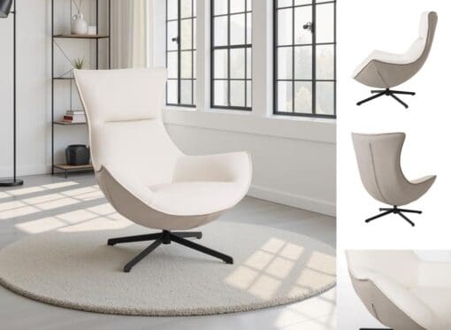 SILLON HANS GIRATORIO 360º. TAPIZADO BEIGE (ANTIMANCHAS, IGNIFUGO, ANTIARAÑAZOS MASCOTAS) 102*102*87 CM