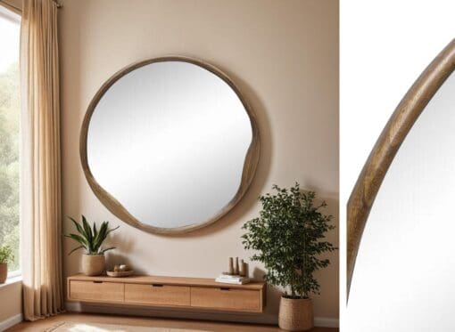 ESPEJO CIRCULAR MADERA NOGAL 120*120 CM