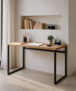 ESCRITORIO NATURAL MADERA-METAL SALÓN 120 X 60 X 76 CM