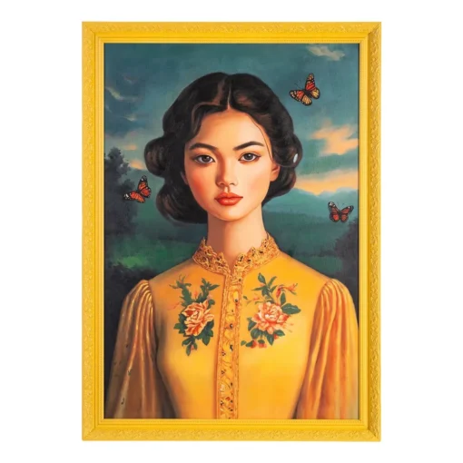 PINTURA MUJER AMARILLO LIENZO DECORACIÓN 80 X 3,50 X 116 CM
