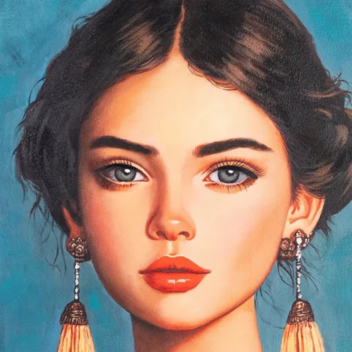 PINTURA MUJER AZUL LIENZO DECORACIÓN 87 X 4,60 X 117 CM — изображение 2