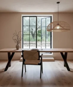 Alternative view of MESA COMEDOR NATURAL MADERA-HIERRO SALÓN 300 X 100 X 76 CM