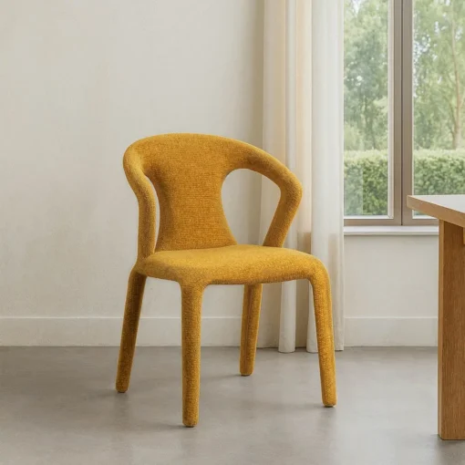 SILLA JASPEADO MOSTAZA TEJIDO SALÓN 52,50 X 59 X 79 CM