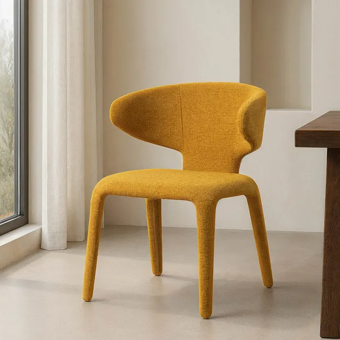 SILLA JASPEADO MOSTAZA TEJIDO SALÓN 58 X 60 X 81 CM