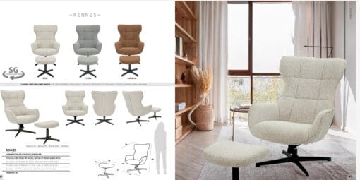 SILLON GIRATORIO CON PUFF C. MARRON POUSA