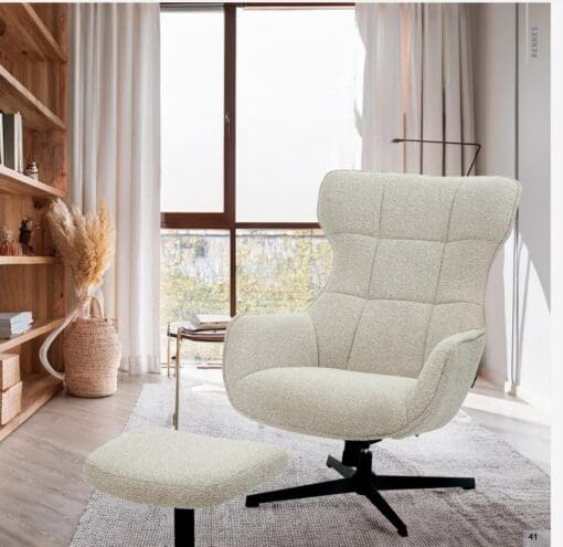 SILLON GIRATORIO CON PUFF C. MARRON POUSA — изображение 2