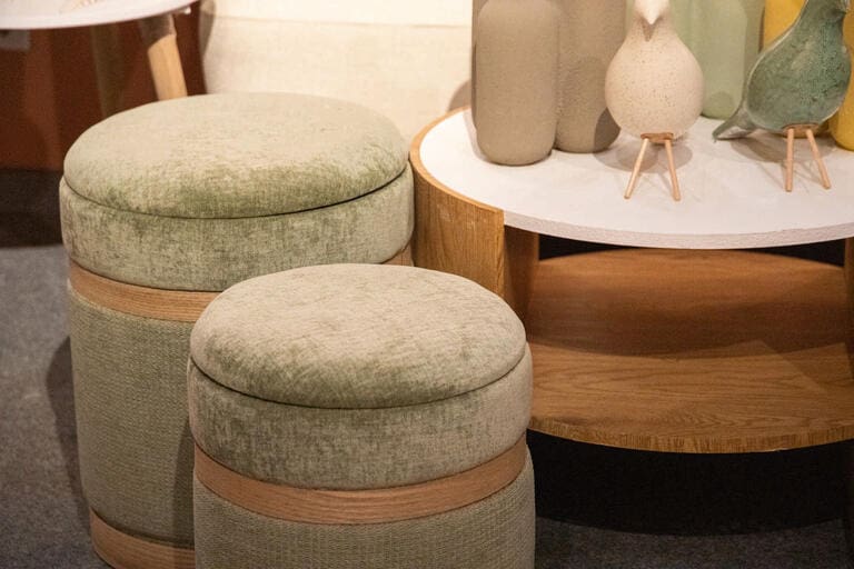 SET 2 PUFFS POLIESTER 36x36x44 31x31x38 CM