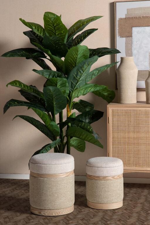 SET 2 PUFFS VELVET 36x36x44 31x31x38 CM