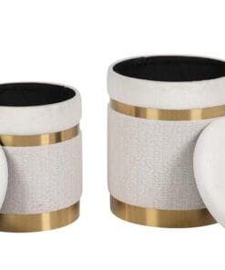 Alternative view of SET 2 PUFFS CHENILLA METAL 36x36x44 31x31x38 CM