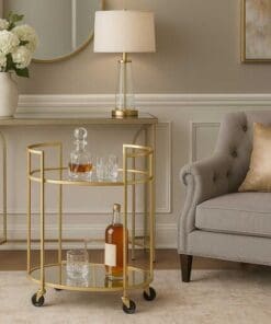 CAMARERA OVAL METAL DORADA 60x40x75 CM