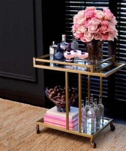 CAMARERA METAL CRISTAL DORADA 78x46x74 CM