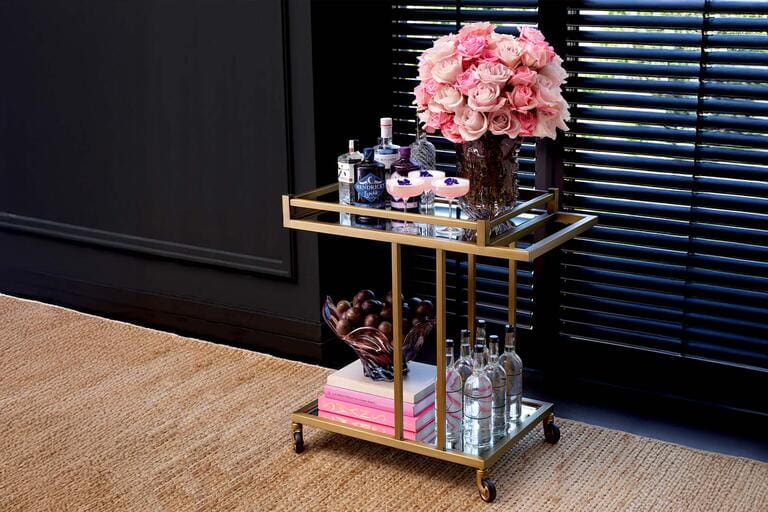 CAMARERA METAL CRISTAL DORADA 78x46x74 CM