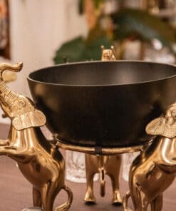 CHAMPANERA ELEFANTES ALUMINIO NEGRO 43x43x30 CM