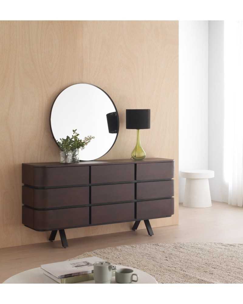 APARADOR 9 CAJONES CHAPADO EN WENGUE CON PATAS METALICAS