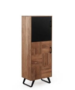 ESTANTE 2 PUERTAS 1 EN NEGRO DE MADERA MACIZA DE ACACIA RECICLADO