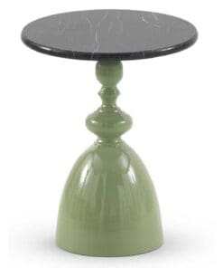 MESA AUXILIAR DE METAL Y MARMOL GRIS VERDOSO