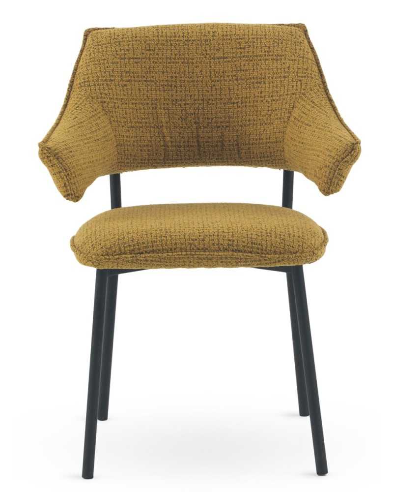 SILLONES TAPIZADOS CHENILLA JASPEADO MOSTAZA CON PATAS ME - Image 3