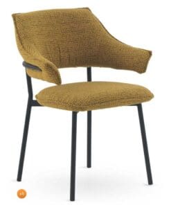 SILLONES TAPIZADOS CHENILLA JASPEADO MOSTAZA CON PATAS ME