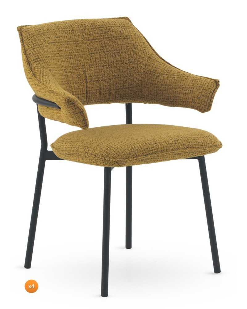 SILLONES TAPIZADOS CHENILLA JASPEADO MOSTAZA CON PATAS ME