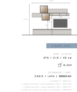 Alternative view of INFINITY COMPOSICION 205 CADIZ/LAVA 276CM
