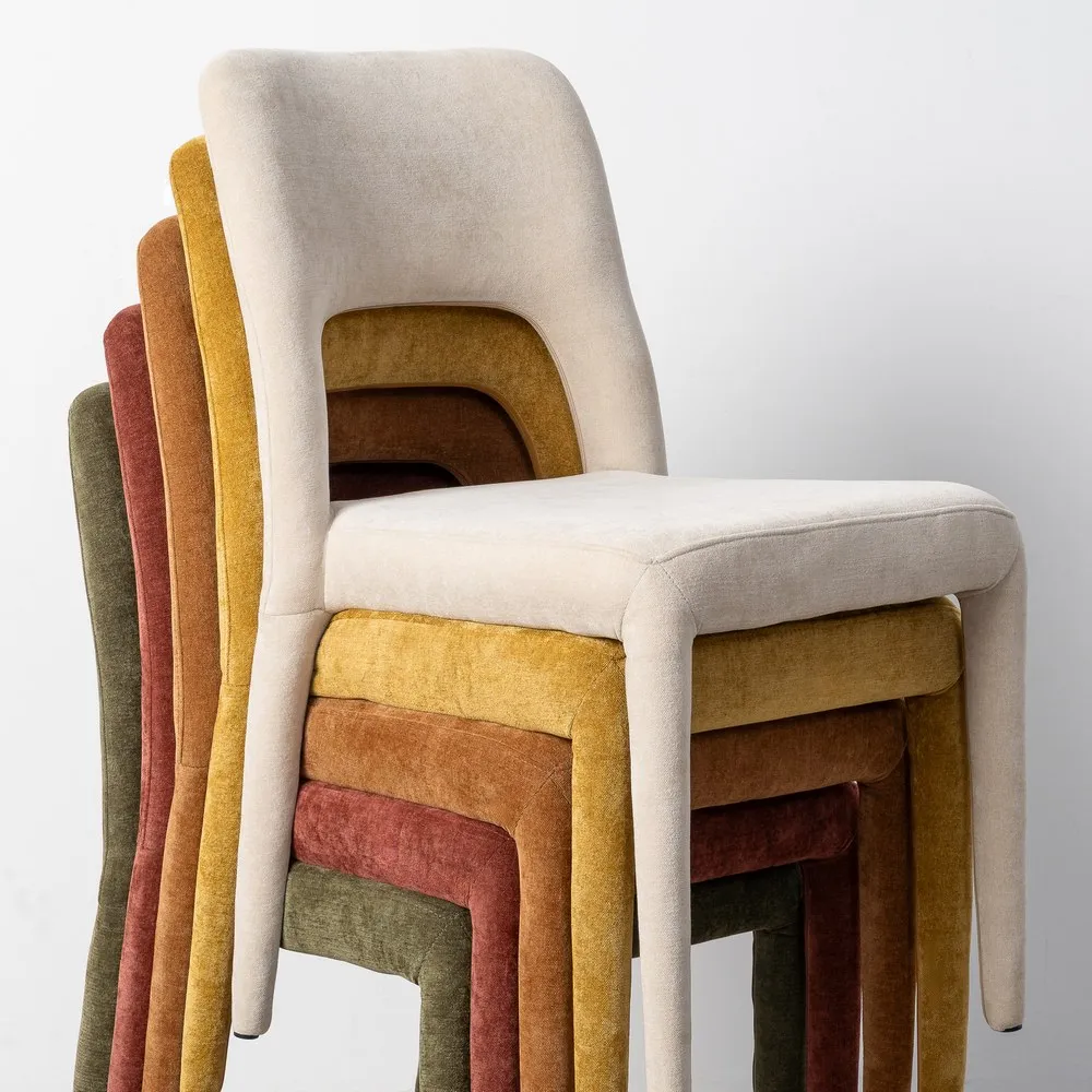 SILLA APILABLE CREMA TEJIDO SALÓN 47 X 61 X 84 CM - Imagen 3