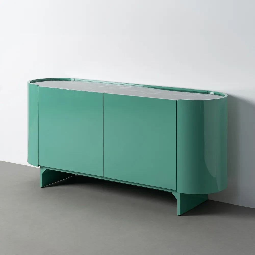 APARADOR LACADO VERDE MÁRMOL-DM SALÓN 160 X 45 X 75 CM