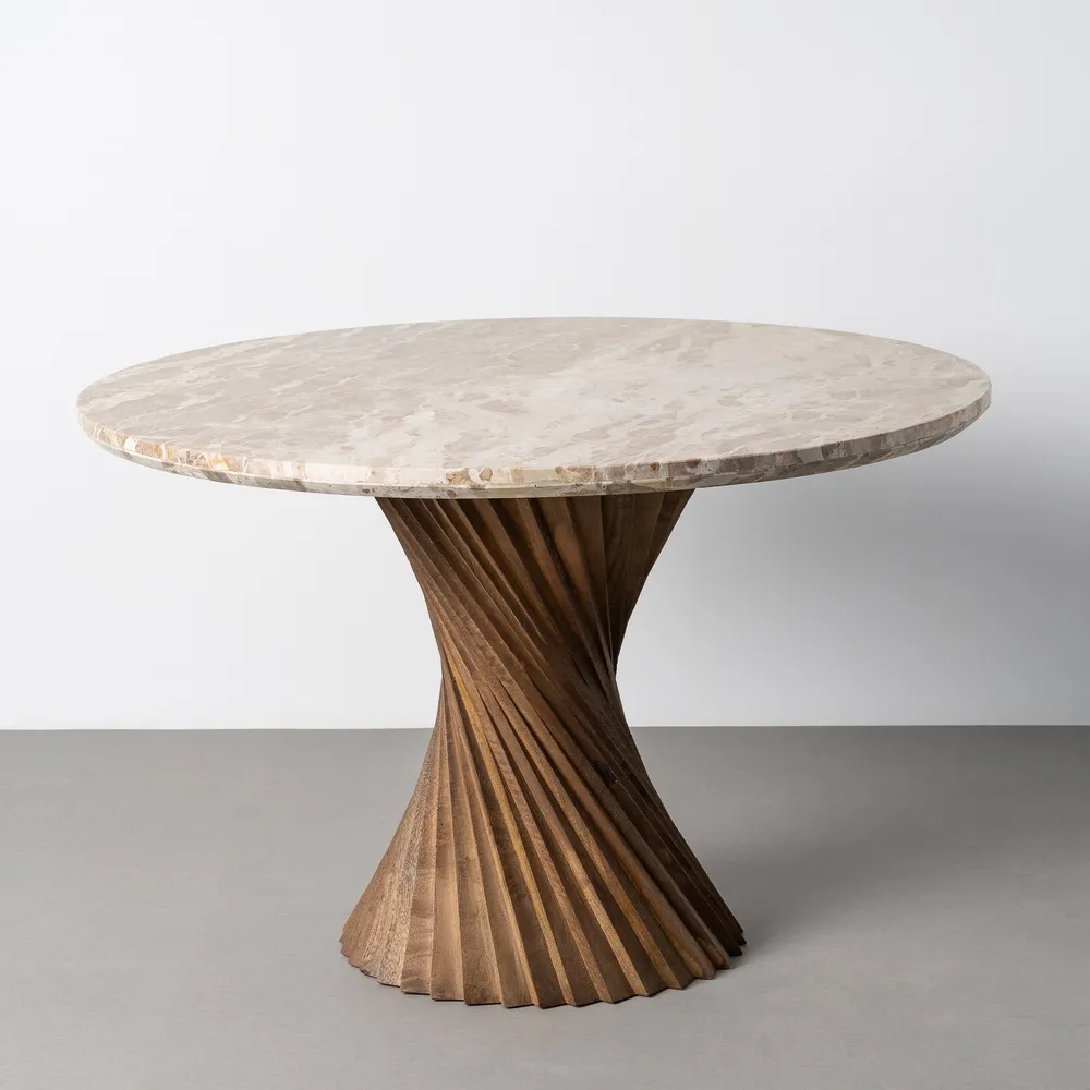MESA COMEDOR MÁRMOL/MADERA SALÓN 120 X 120 X 76 CM - Imagen 2
