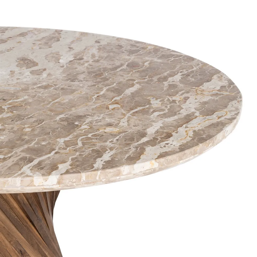 MESA COMEDOR MÁRMOL/MADERA SALÓN 120 X 120 X 76 CM - Imagen 3