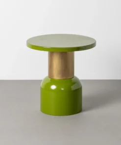 MESITA VERDE METAL 51 X 51 X 52 CM