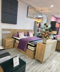 CAMA SIRIUS 160 OLIV/BEI CON ARCON/2 MESITAS/LED