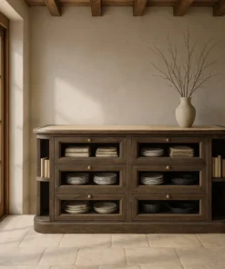 APARADOR MÁRMOL/MADERA COCINA 155 X 51 X 88 CM