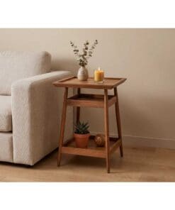 MESA AUXILIAR CUADRADA DE MADERA DE TEKA