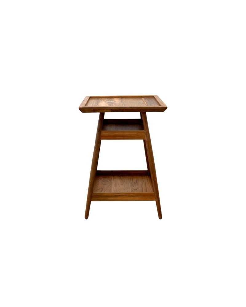 MESA AUXILIAR CUADRADA DE MADERA DE TEKA - Image 2