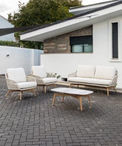 SET MALVINAS SOFA IMIT. MADERA ALU