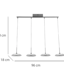 LÁMPARA 4 LUCES LED CRISTAL Y ACERO PINTADO DORADO 25W - Imagen 2