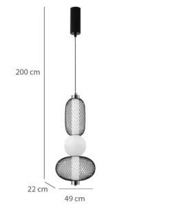 LAMPARA COLGANTE LED REJILLA ,BOLA CRISTAL MATE Y ACRÍLICO 22 X 49 CM - Imagen 2