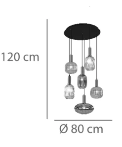 LÁMPARA 6L ACERO PINTADO ORO - Imagen 2