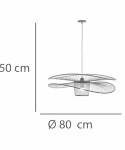 LAMPARA COLGANTE 1L MADERA Y ACERO PINTADO BLANCO Ø80CM - Imagen 2